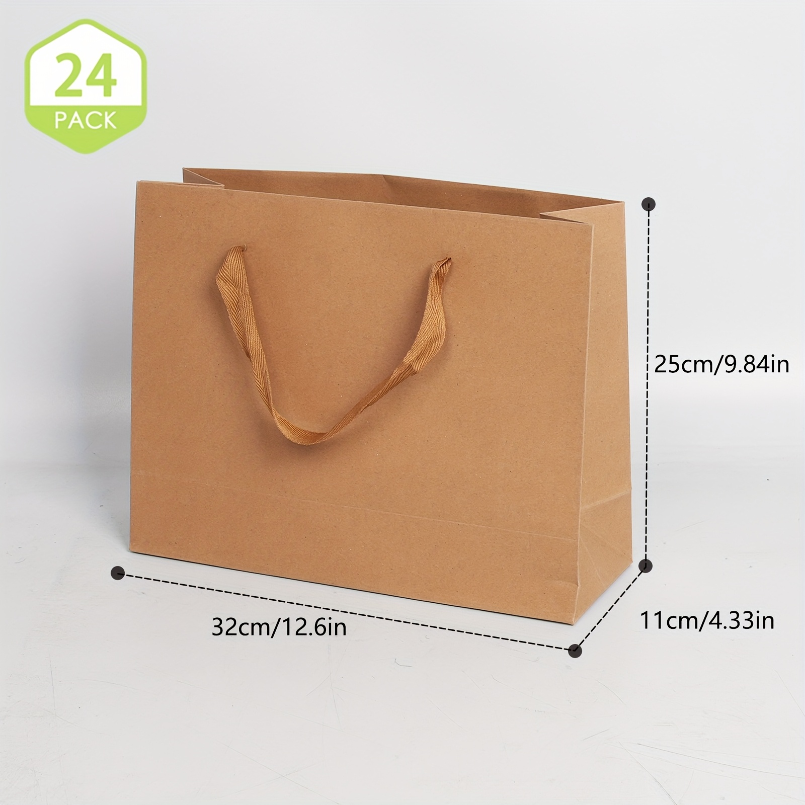 TEMU 24pcs Light Brown Cardboard Gift Bags With Sturdy Twine Handles - High-quality Storage For Weddings, Corporate Events, Photography & Art Display
