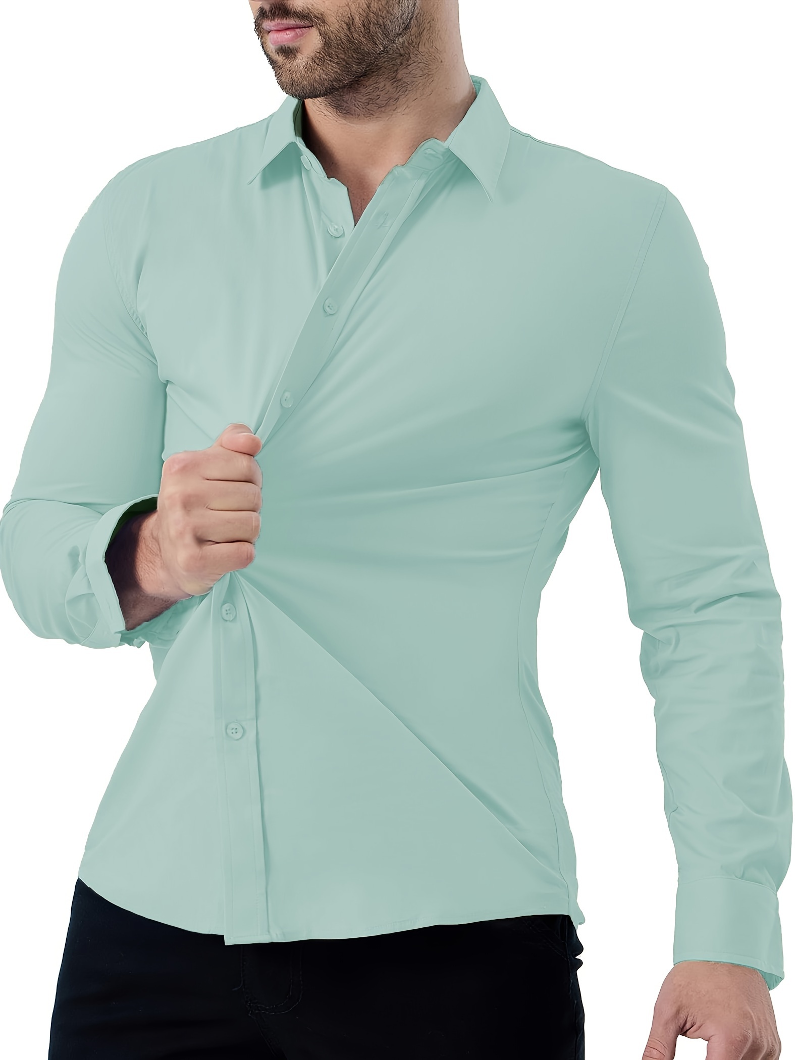 mens muscle fit dress shirt athletic fit long sleeve - Temu Germany