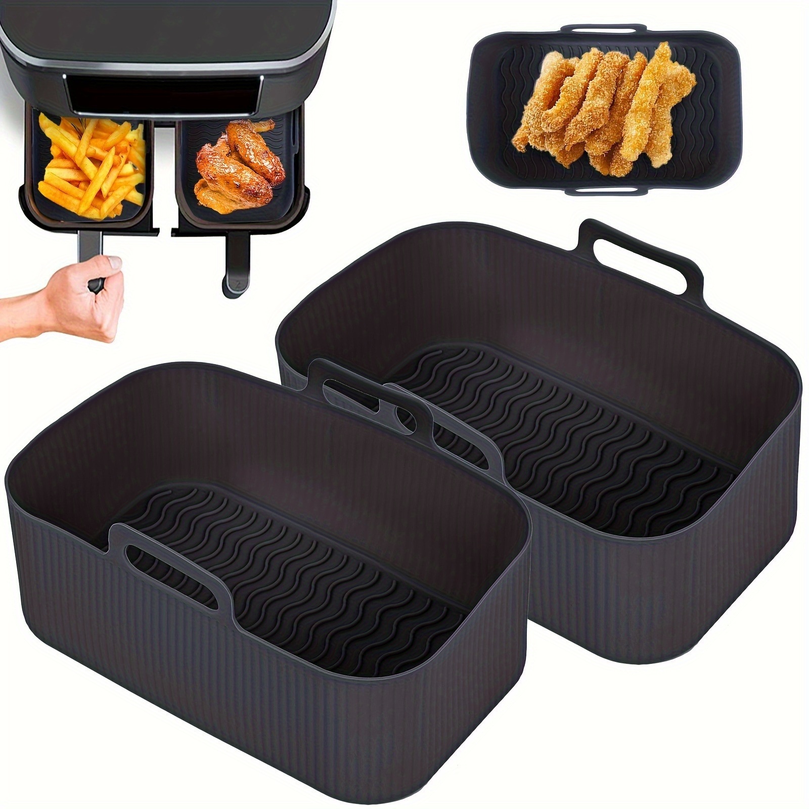2pcs Silicone Air Fryer Oven Baking Mats, Replacement Accessory For Air Fryer, Cooking Baking Pads For Kitchen And Restaurant, A