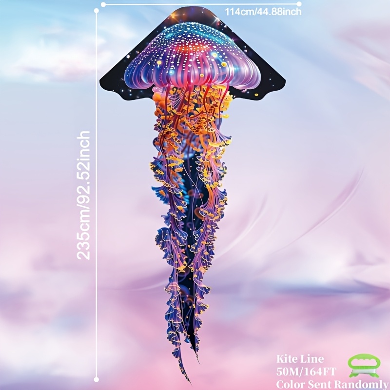 TEMU 1pc Giant Starlight Jellyfish Kite, 3d , More Elegant Tail Design, Suitable For Beach Outdoor Games, By , Perfect For Beginners, .