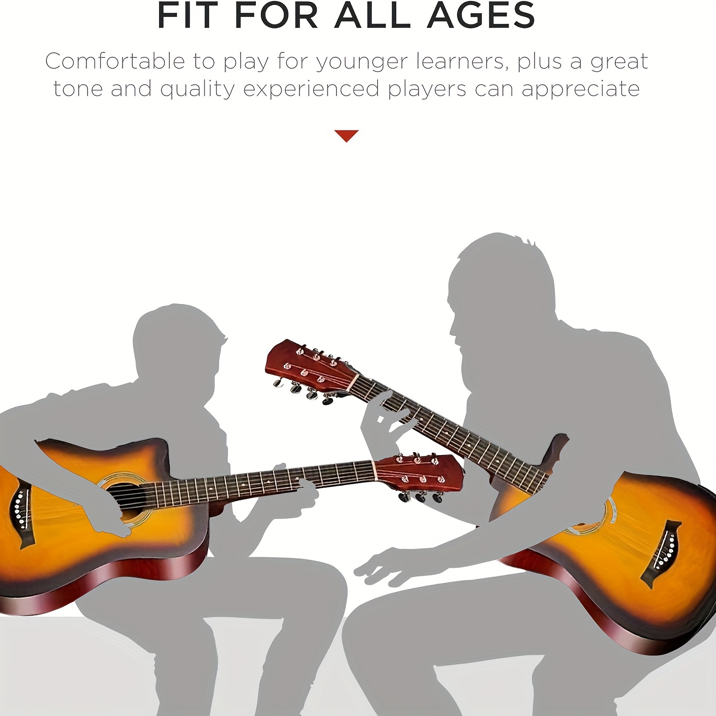 38-Inch Basswood Acoustic Guitar Suitable for Beginners - Full-Size Folk Style Guitar with Wood Sound, Basswood Body, Ideal for Practice & Performance (wood/black Optional)