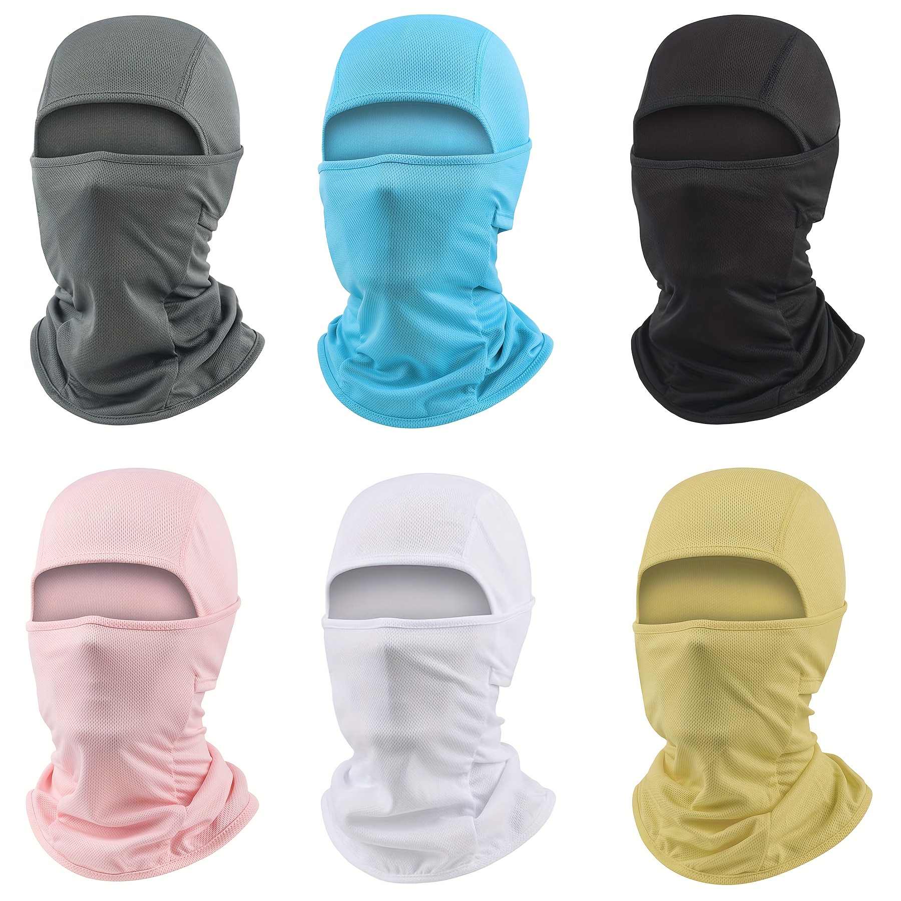   6pcs moveable balaclava face mask stretchy full coverage   multi purpose neck gaiter respiratory protection   breathable mask for cycling running skiing costume parties pastel neutral colors 6pcs value versatile headwear   design comfortable wear protective headwear  