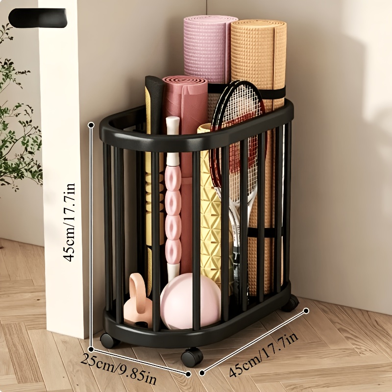 TEMU Panier de Rangement Multifonctionnel à Quatre Roues, Portable, Cadre Blanc/Noir - Boîte de Rangement Rectangulaire en Plastique Durable, Idéal