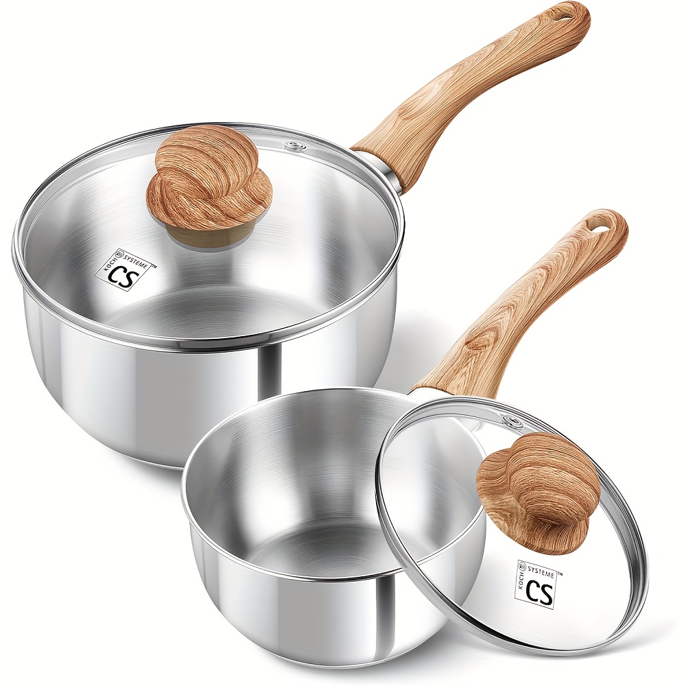 Stainless Steel Saucepan Set, Premium Stainless Steel Saucepan With Heat-resistant Bakelite Handle, Stainless Steel Pots, Cooking Pot For Home Kitchen, Induction Compatible, Dishwasher Safe