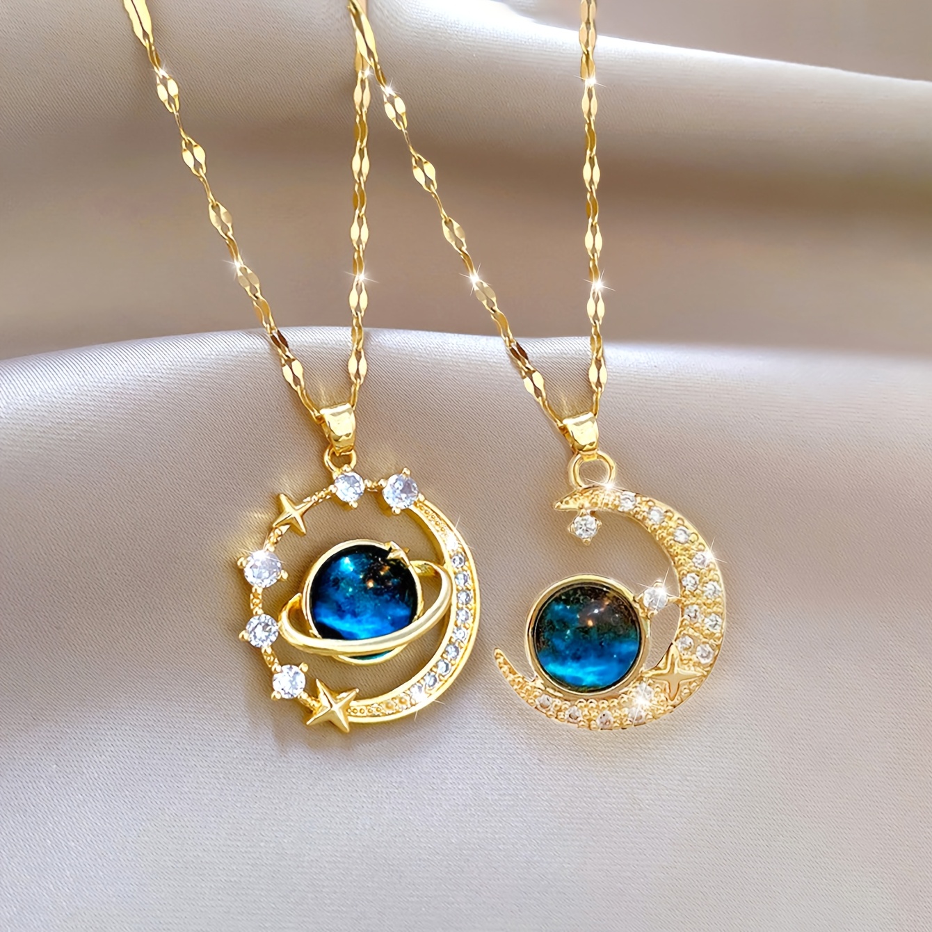[ ] 2 piezas, collar con colgante de luna del      , joyería   calidad, collar de moda mejorado, collar decorativo premium,   para uso  , black friday, navidad,   y día de san valentín, accesorio para   de  
