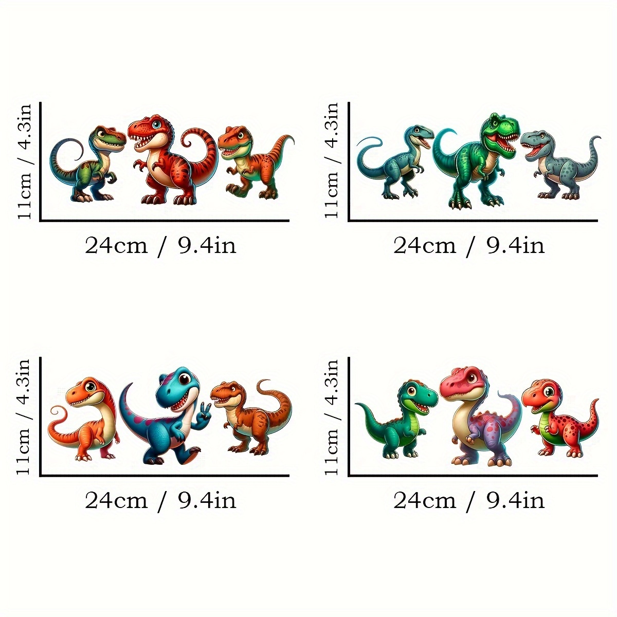 Image of 4pcs Funny Dinosaur Sunflower Uv Dtf Cup Wraps Decals, Dly Waterproof Transfer Paper For 160z Glass Cup, 3d Uv , Diy Transfer Paper- 4.3" X 9.4"