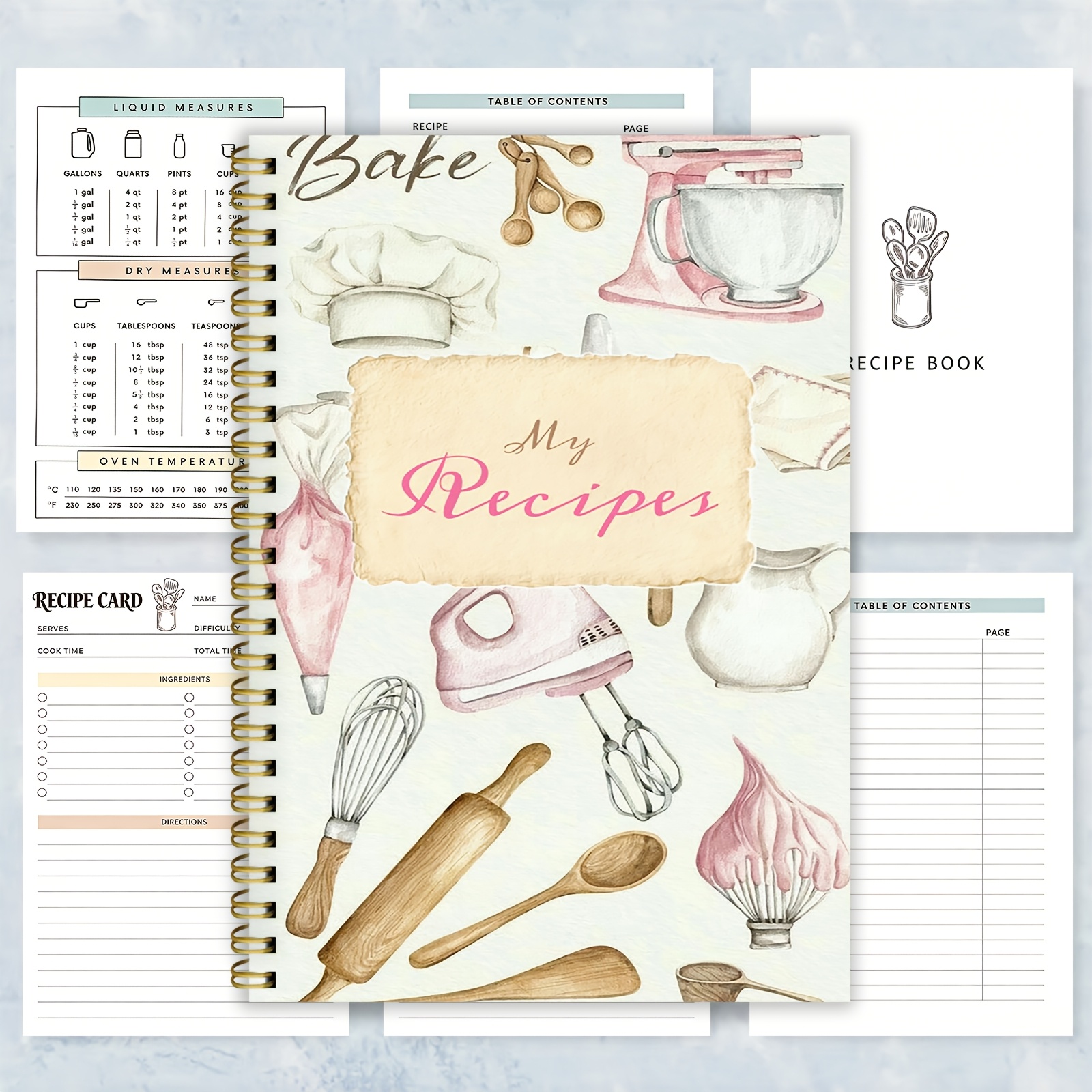 TEMU 2d Flat 1pc Fun Recipe Spiral Notebook Whisk Up Your Kitchen With The Collection Of Sweet And Healthy Recipe Planning Gift Family Recipe Planner