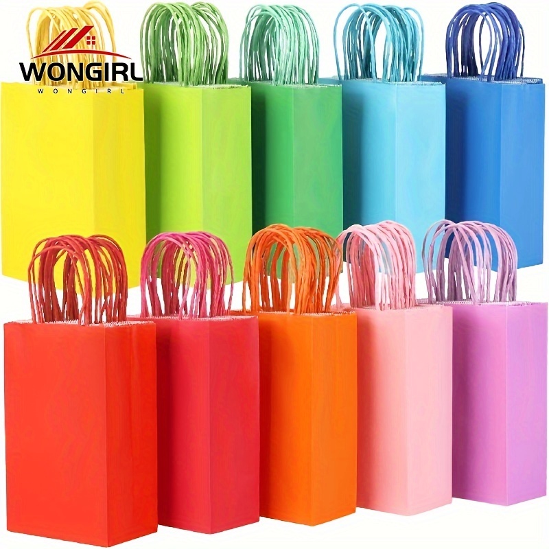 

Wongirl Paper Gift Bags With Handles - 24/100pcs For Christmas, Birthdays, Weddings & Parties - & Stylish Party Favor And Shopping