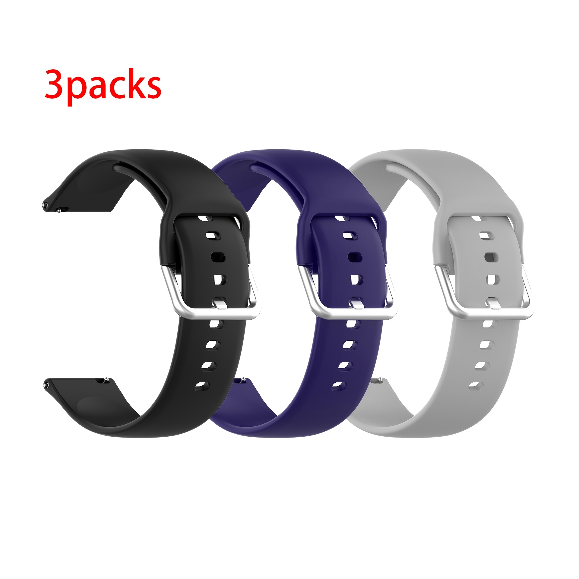 3pcs 20Mm/22Mm Silicone Strap Suitable for Samsung Galaxy Watch Series 7 FE 6 5 4 3 5 Pro 44Mm/40Mm 4/6 Classic, Suitable for Huawei Watches GT 4 3 2 46Mm, Suitable for Xiaomi Series Watches, Suitable for Huawei Series Watches