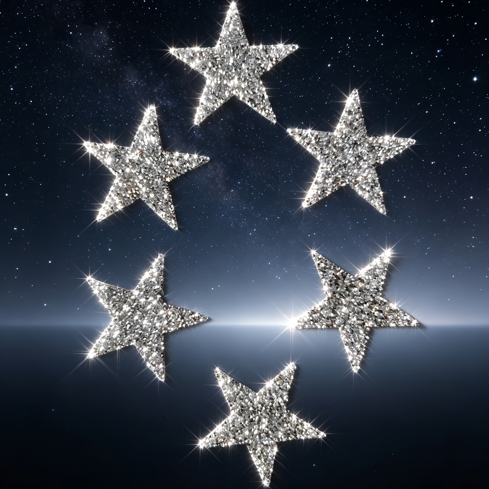 TEMU A Set Of 6 Self-adhesive 8cm Silvery Five-pointed Star Diamond Stickers - Suitable For Shiny Car Accessories, For Personalizing Car Interiors.