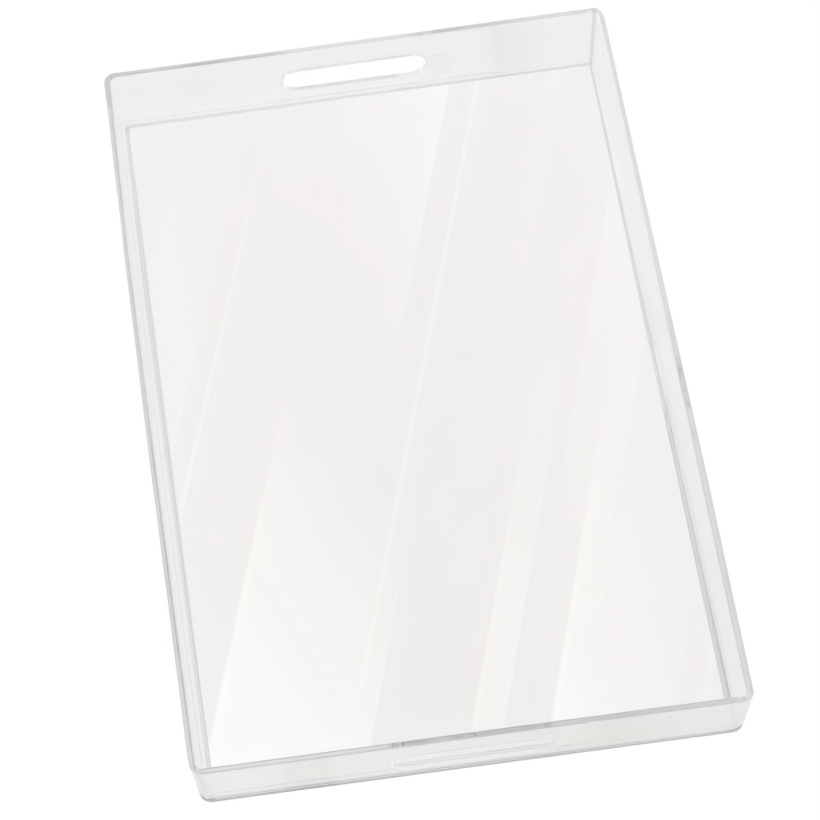 clear serving tray with handles high quality washable plastic decorative tray for coffee table ottoman bathroom vanity 15 7x10 2x1 57 inch indoor camping dining use trays for home decor indoor utility tray simple rectangular tray   handles