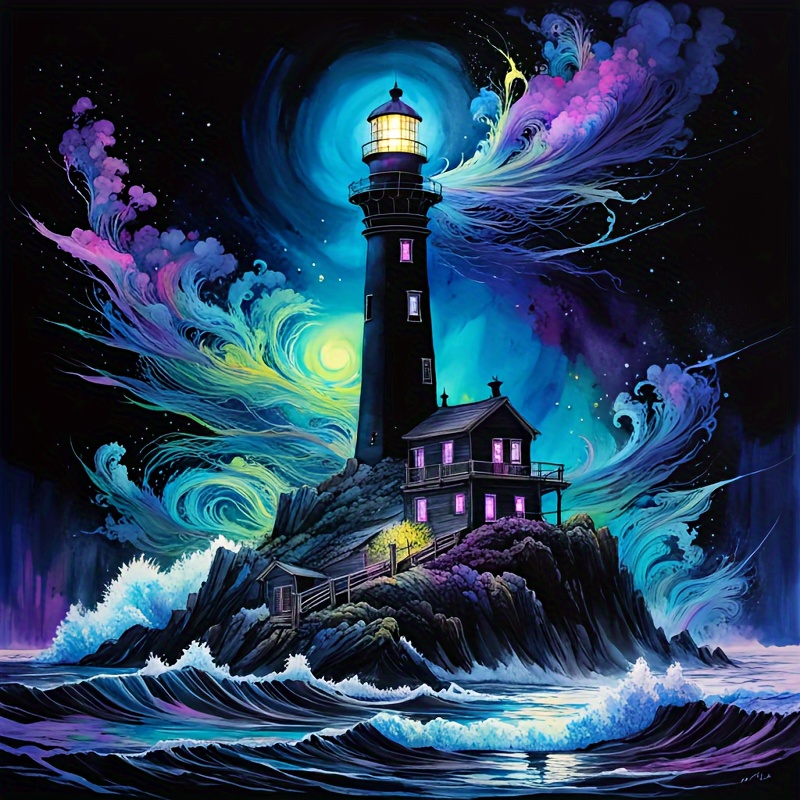 

3d Cartoon Lighthouse Diamond Painting Kit - Round Acrylic Diamonds, Diy Craft For Home & Living Room Decor, Perfect Gift Idea