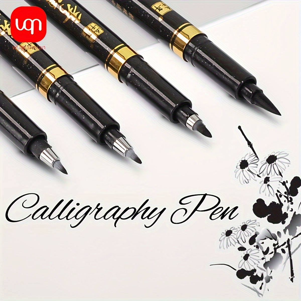 

1pc/6pcs/set 5-piece Calligraphy Pen And Brush Set - Writing, Art, Painting, Signature, Non Fading, Black Ink& 4 Different Sizes (0.6mm/0.7mm/0.8mm/1mm)