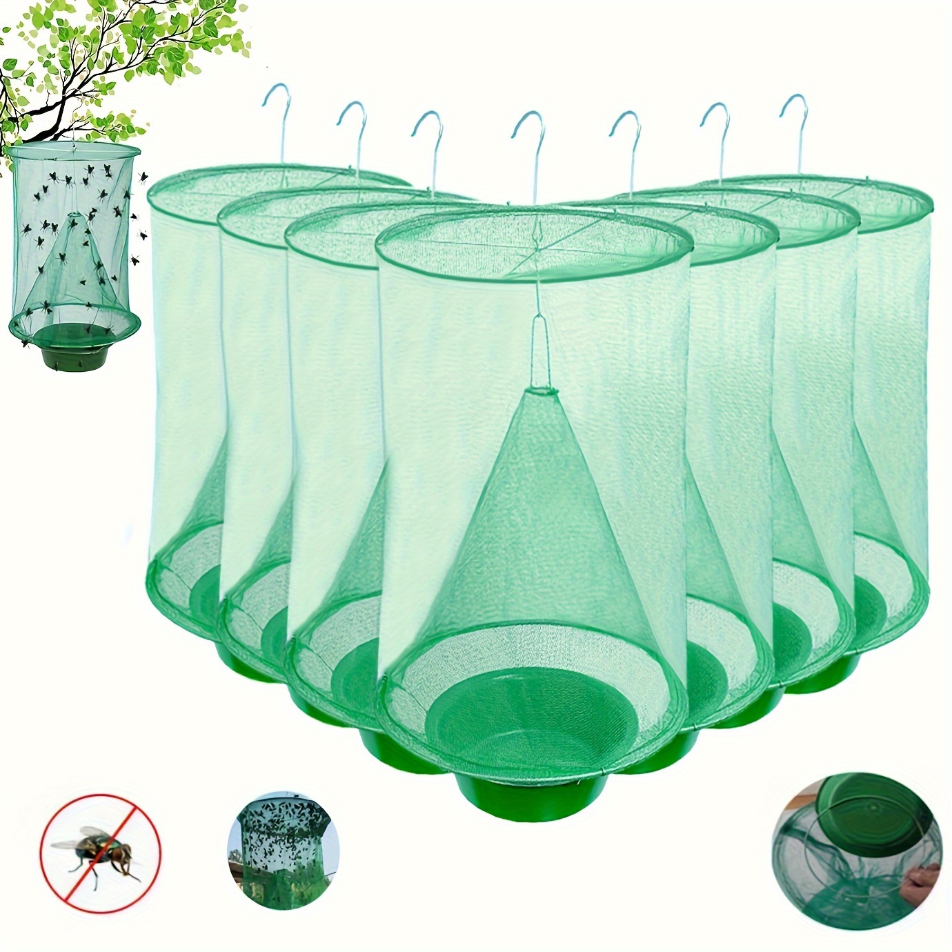 

2pcs/4pcs/6pcs, Ranch Fly Traps Outdoor, Hanging Stable Fly Trap, Horse Fly Traps, Reusable Fly Killer Cage, Fly Catcher Bag With Fly Bait, Fly Repellent For Outdoor And Indoor