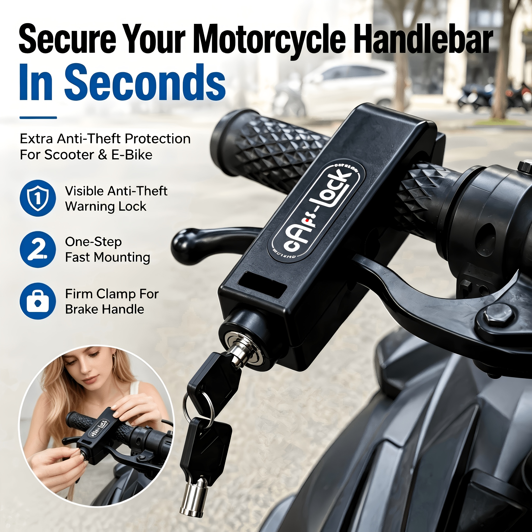 TEMU Large-sized Matte High-strength Abs Waterproof Handlebar Lock, Throttle Lock, , Available In A Of Colors