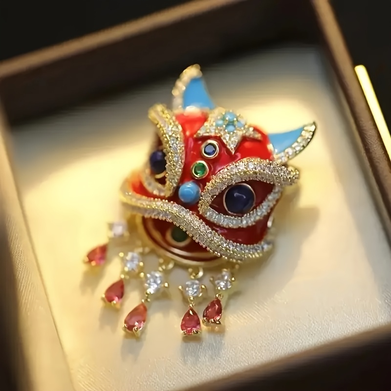 TEMU Vintage Ethnic Style Dance Brooch - With Artificial Crystal Decorations, A Traditional Design For Women's Artistic Celebration Additions,