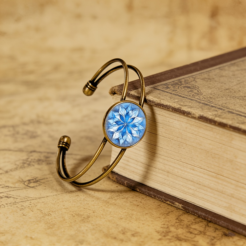 Antique Cyan Double-layer Adjustable Open-end Bangle