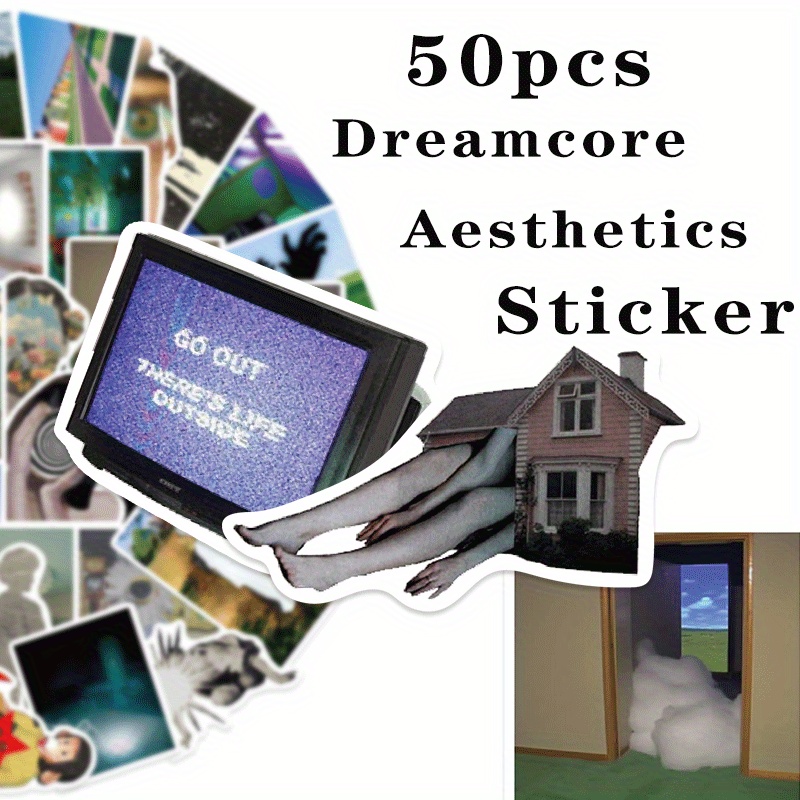 50pcs Art Aesthetic,dreamcore Sticker | Suitable For Roller Skating And Cycling , Phone Case, Skateboard, Notebook, Water, Desktop Decoration. Sticker With .