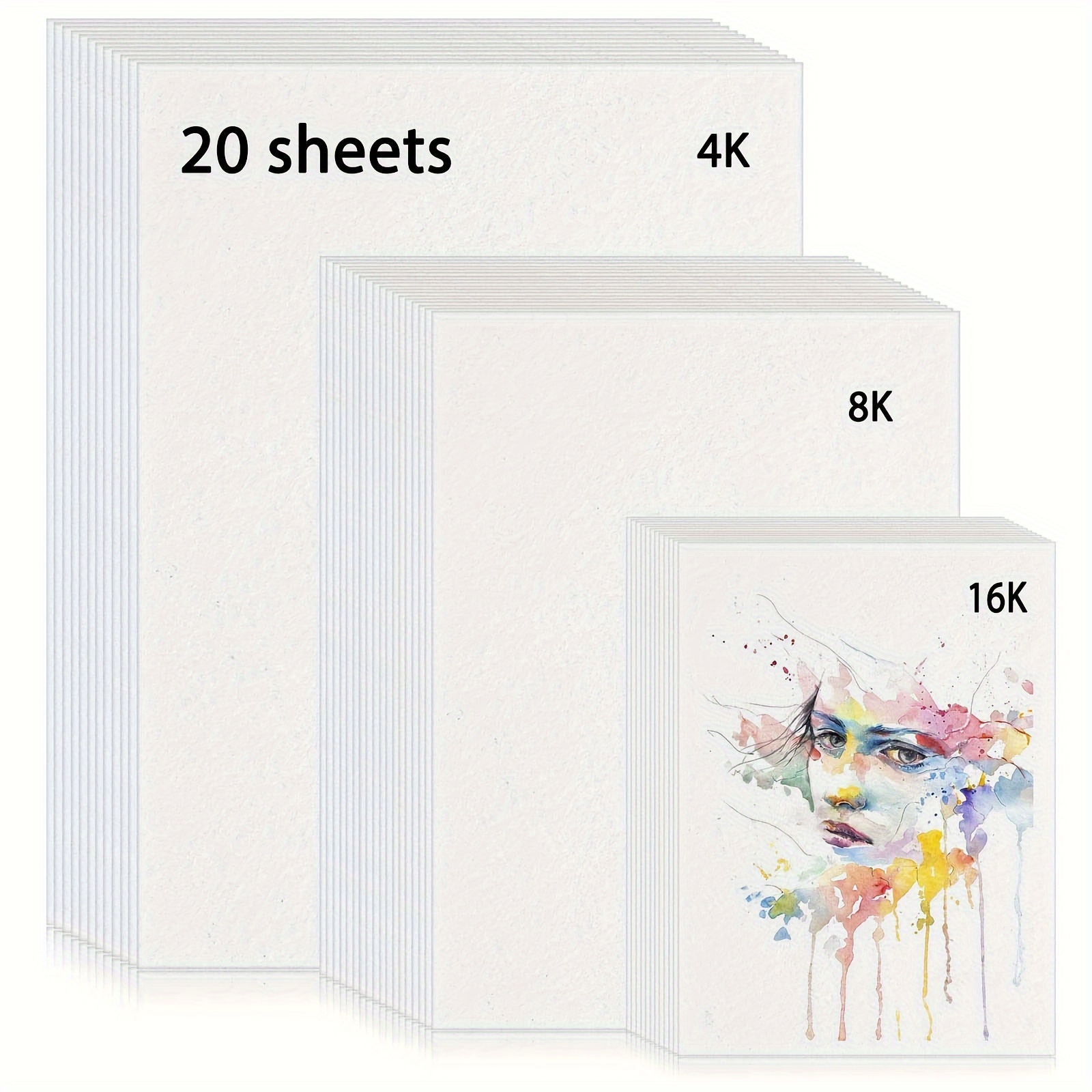 60Pcs 140LB/300GSM White Cotton Watercolor Paper Bulk Kids Water Color Paper  for for Student Adults Painting Art Works Drawing Supplies, 5 x 7