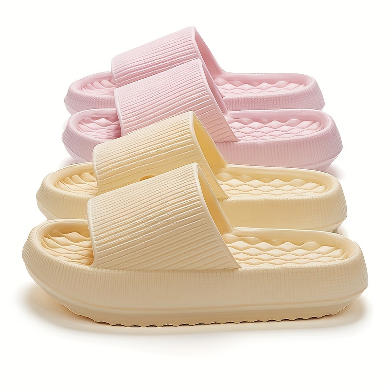 

Solid Color Minimalist Eva Slides, Lightweight Soft Sole Home Shower Slides, Non-slip Summer Beach Slides