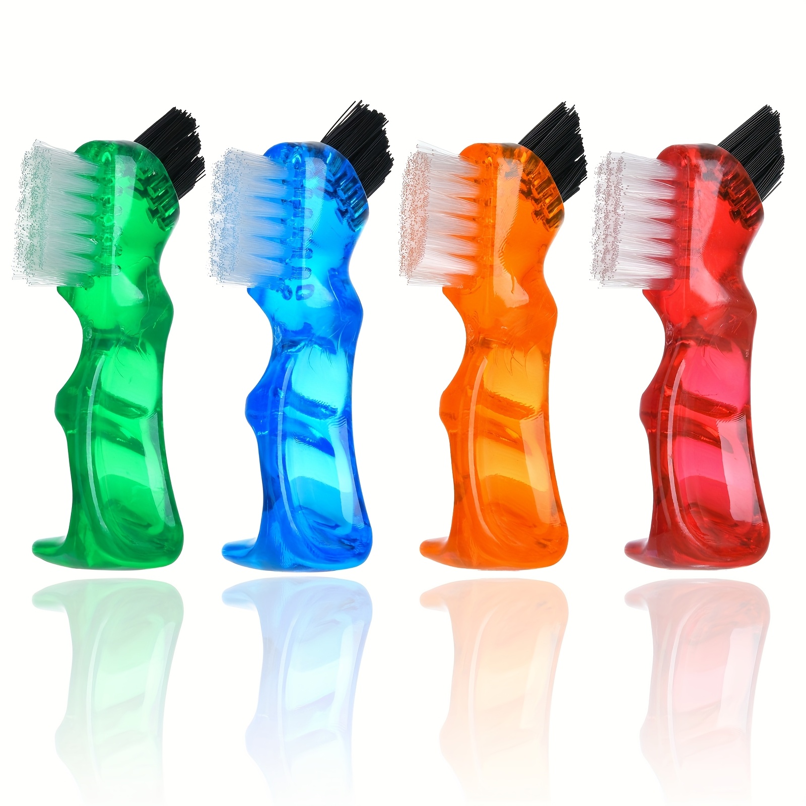 2/4pcs Denture Toothbrushes, Double Headed Hard Bristled Toothbrush, Small Handle Toothbrush, Denture Brush
