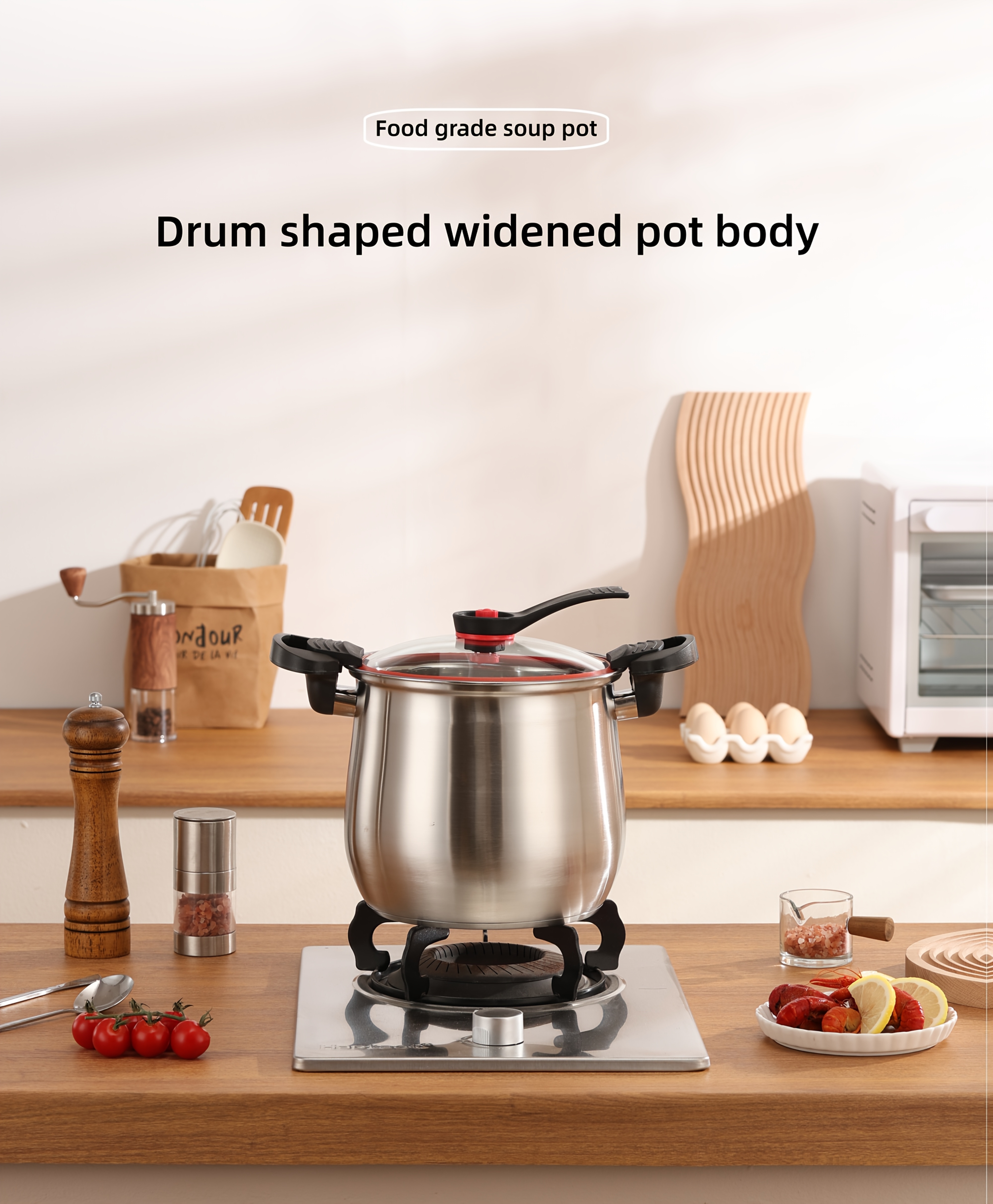 stainless steel quick cooker food grade stainless steel household sealed steamer non stick soup stew pot multi functional large capacity slow cooker and quick cooker suitable for induction cookers and gas stoves Product details 0