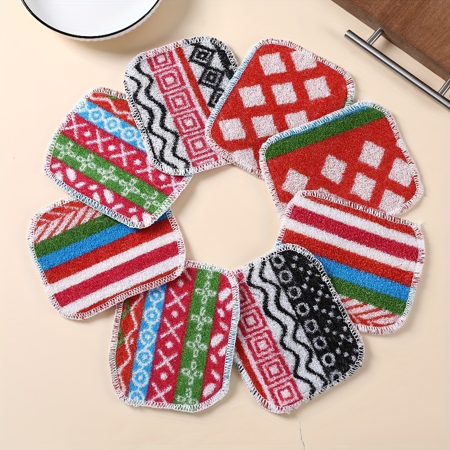 bohemian plaid dish cloth heavy duty multi color cleaning cloth suitable for dishes countertops floors hand wash only rectangular scouring pad Product details 0