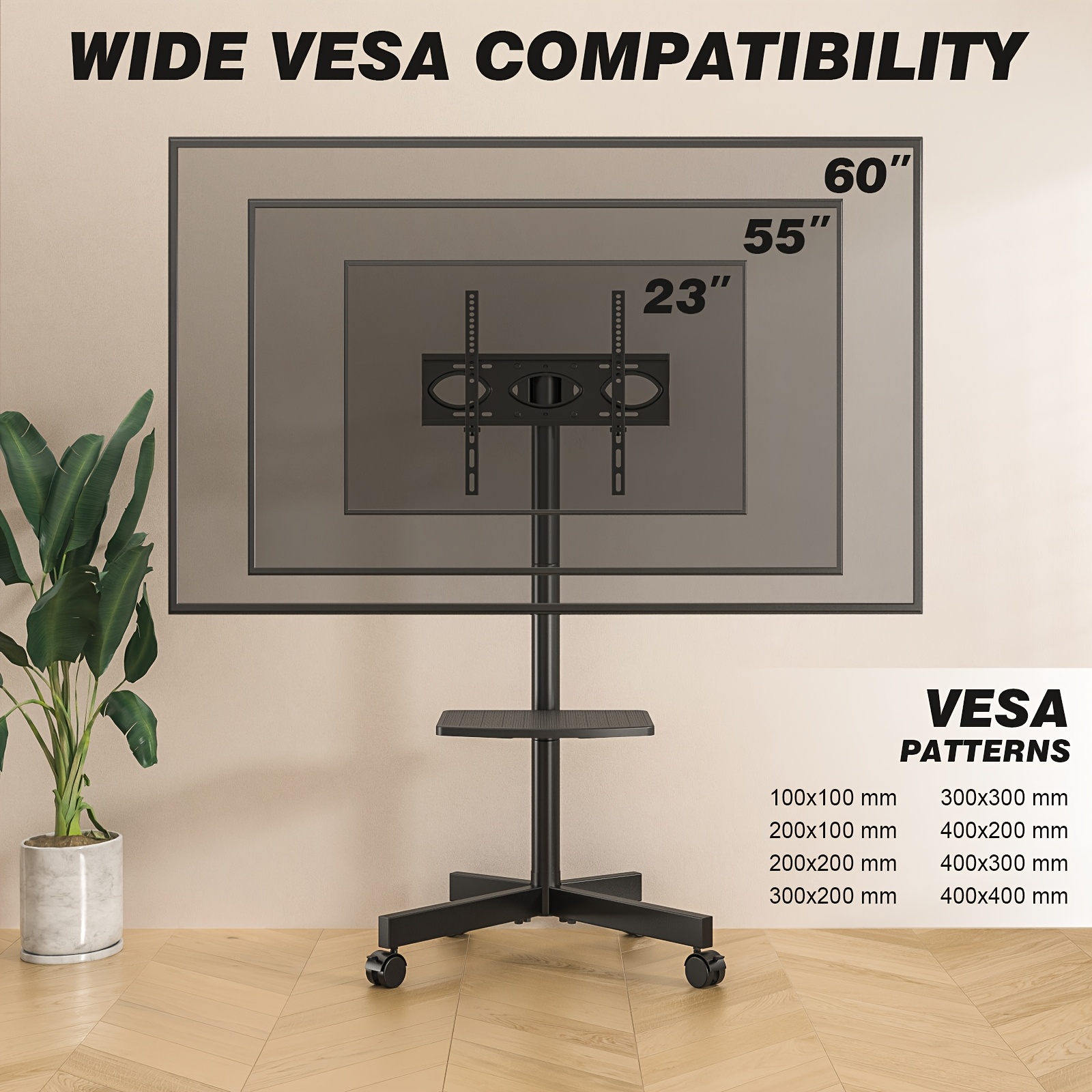 exclusive Universal Mobile TV Cart for 23in-55inch TV with Mute Wheel up to 88lbs 7 exclusive Universal Mobile TV Cart for 23in-55inch TV with Mute Wheel up to 88lbs - Image 7