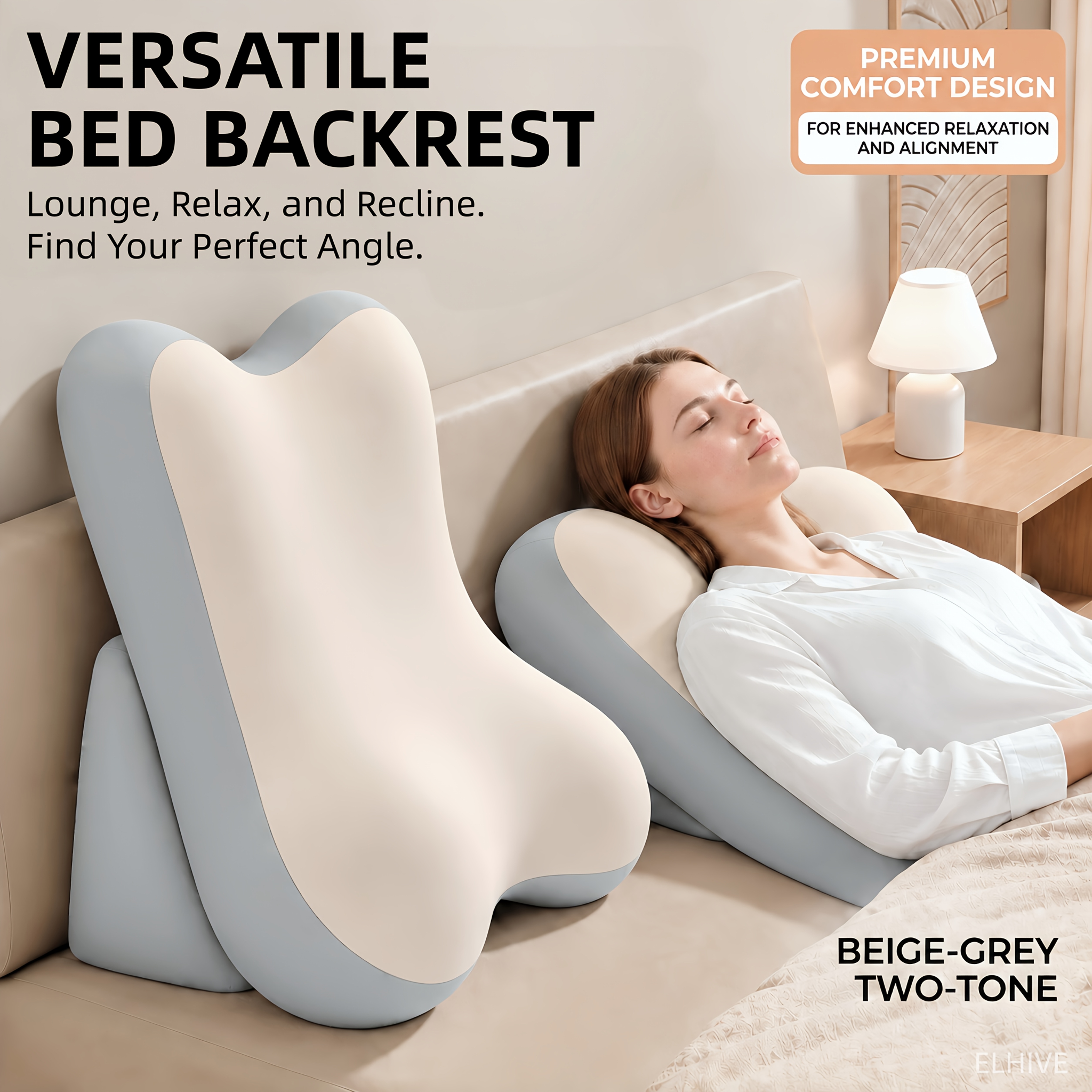 TEMU Cuscino a cuneo ergonomico per letto, cuscino schienale multiposizione per e relax per sedersi a letto, cuscino per dormire a in gi羅 per leggere