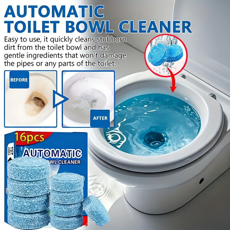 16pcs toilet cleaning effervescent tablets continuous release automatic toilet cleaner whitening and stain removal   removes   urine stains and limescale from the toilet bowl long lasting toilet cleaning tablets