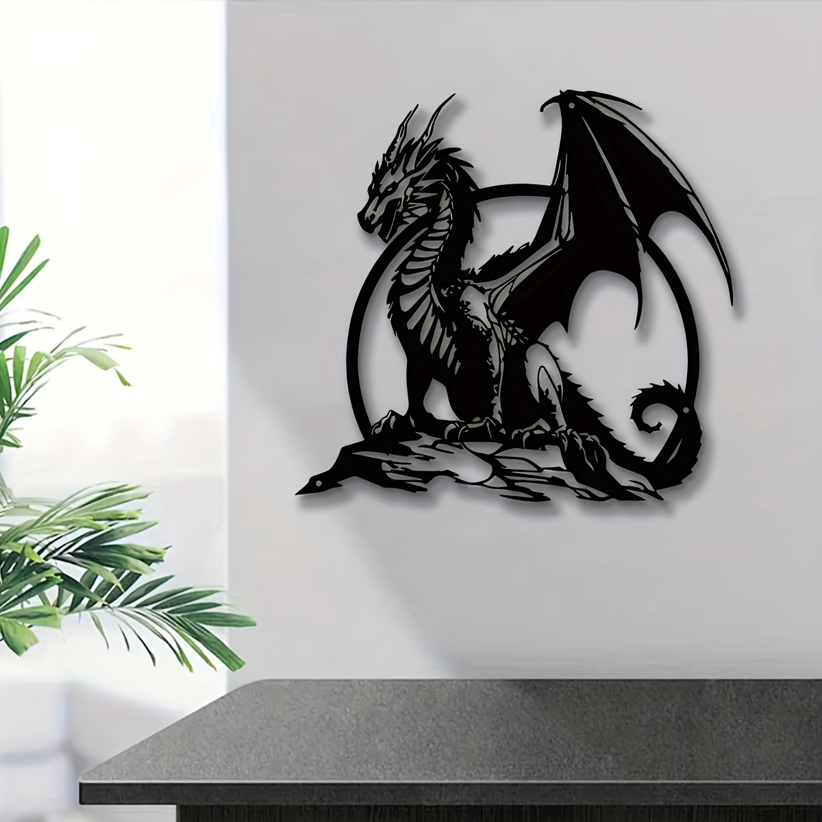TEMU Décoration Murale Dragon Métallique - Œuvre d'Art en Fer de 30 cm (11,81 pouces) Adaptée à une Utilisation Intérieure et Extérieure, Idéale pour