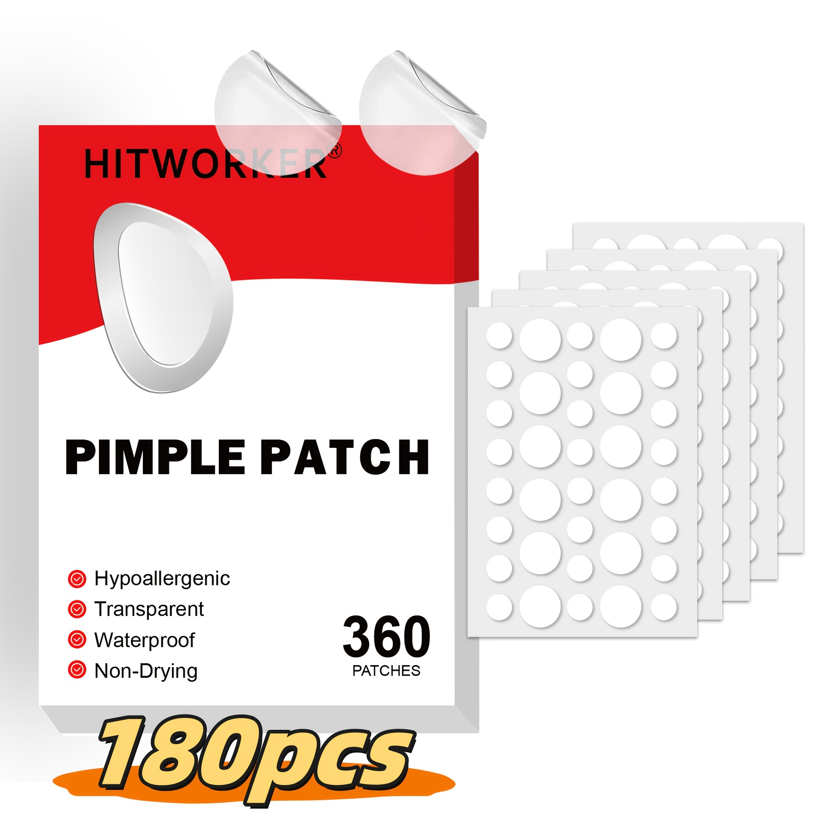 Image of 180/360count Patch, Covers Pimple And, Pimple Patch For Covering Zits And Blemishes, Spot Stickers For Face And Skin