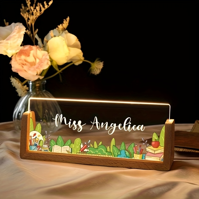2d flat personalized name desk plate forteacher custom name sign fordesk lighted acrylic nameplateteacher appreciation gift officedecor 0
