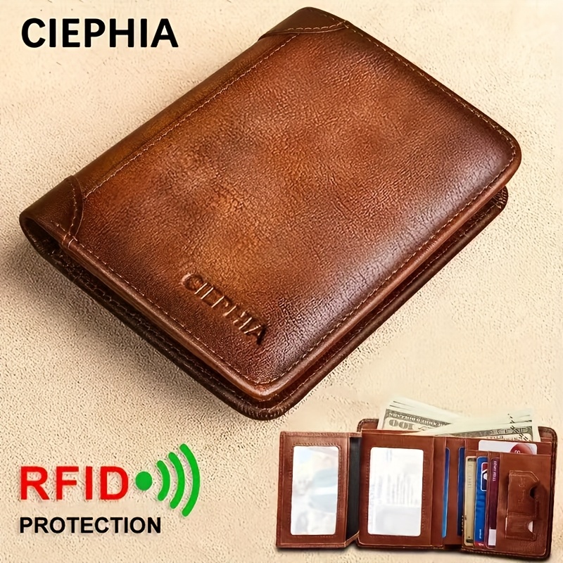 HRS Genuine Leather Wallets for Men, Handmade Vintage Italian Distressed Slim Bifold Men's Wallet with RFID Blocking