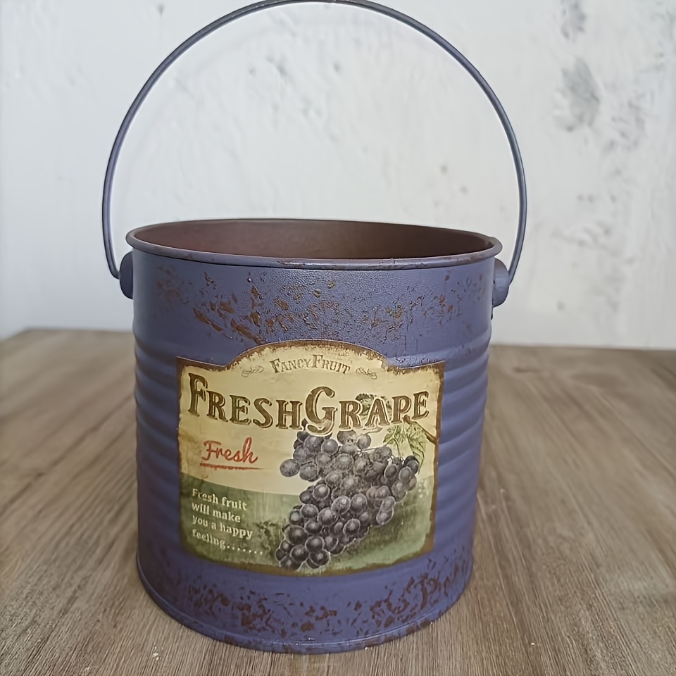 TEMU This Vintage-style Wrought Iron Flower Pot With Fruit Applique Decorations Is In Multiple Colors And Is Suitable For Storage In Patios And