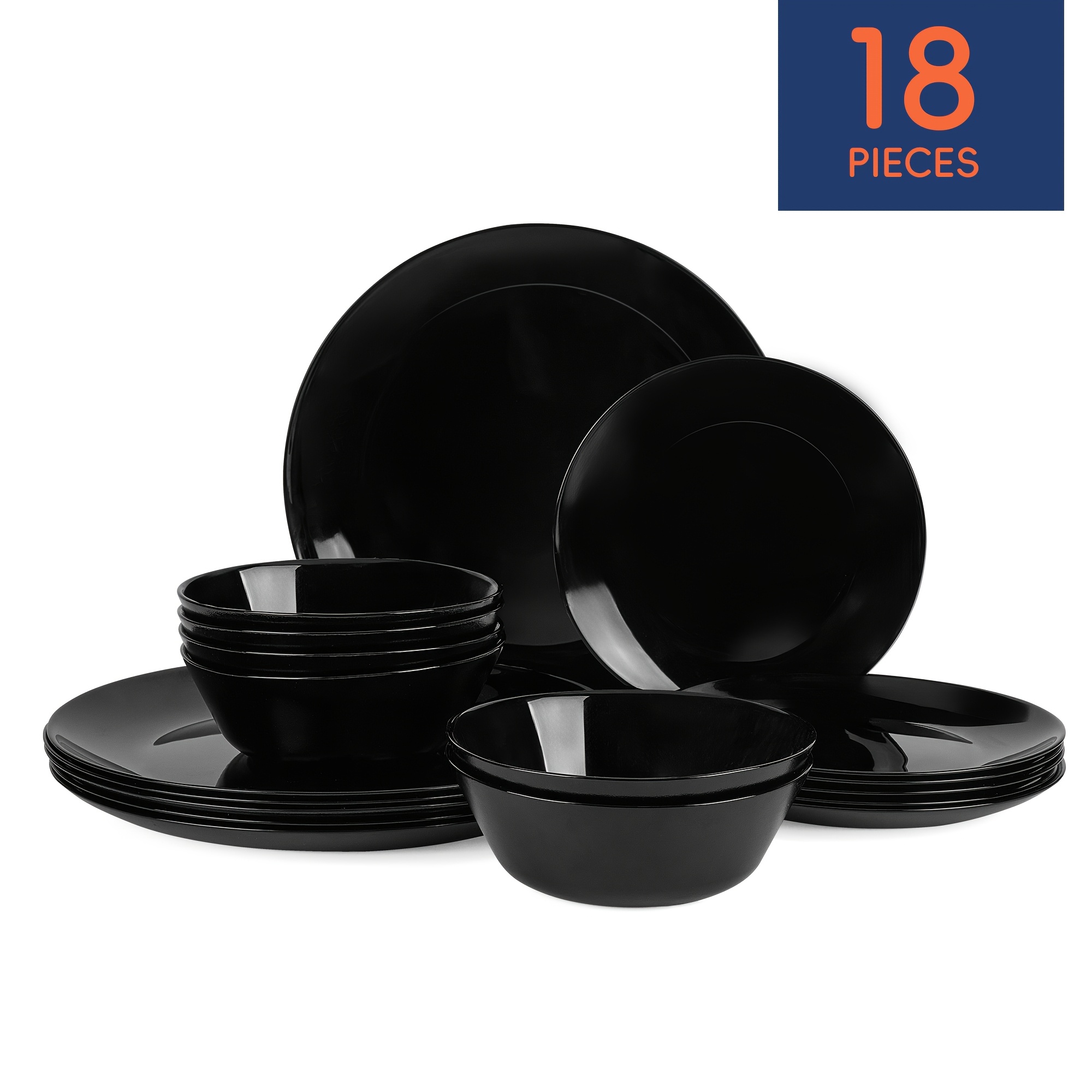18/12pcs Lightweight Opal Glass Dinnerware Set For 6/4, Plates And Bowls Set - Durable, Dishwasher Safe, Microwave Safe, Chip And Scratch Resistant