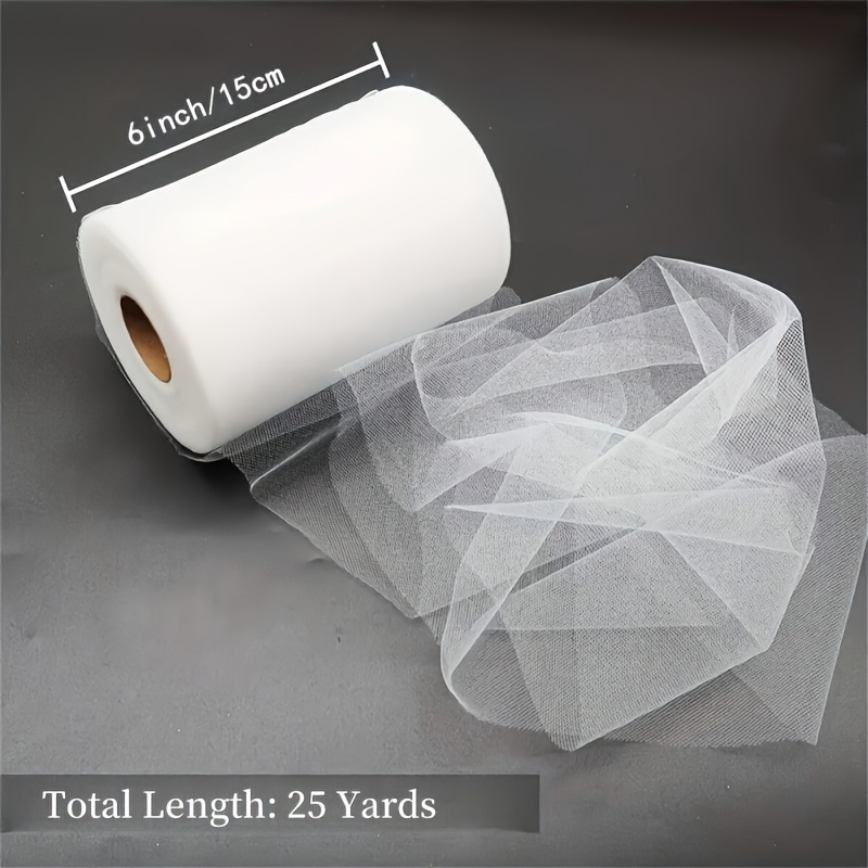 TEMU 1 Rolle Weißer Chiffon Stoff, Verwendet für Weiße Schleifen, Kleider, Röcke und Partydekorationen, 6 Zoll X 25 Größe Event- und