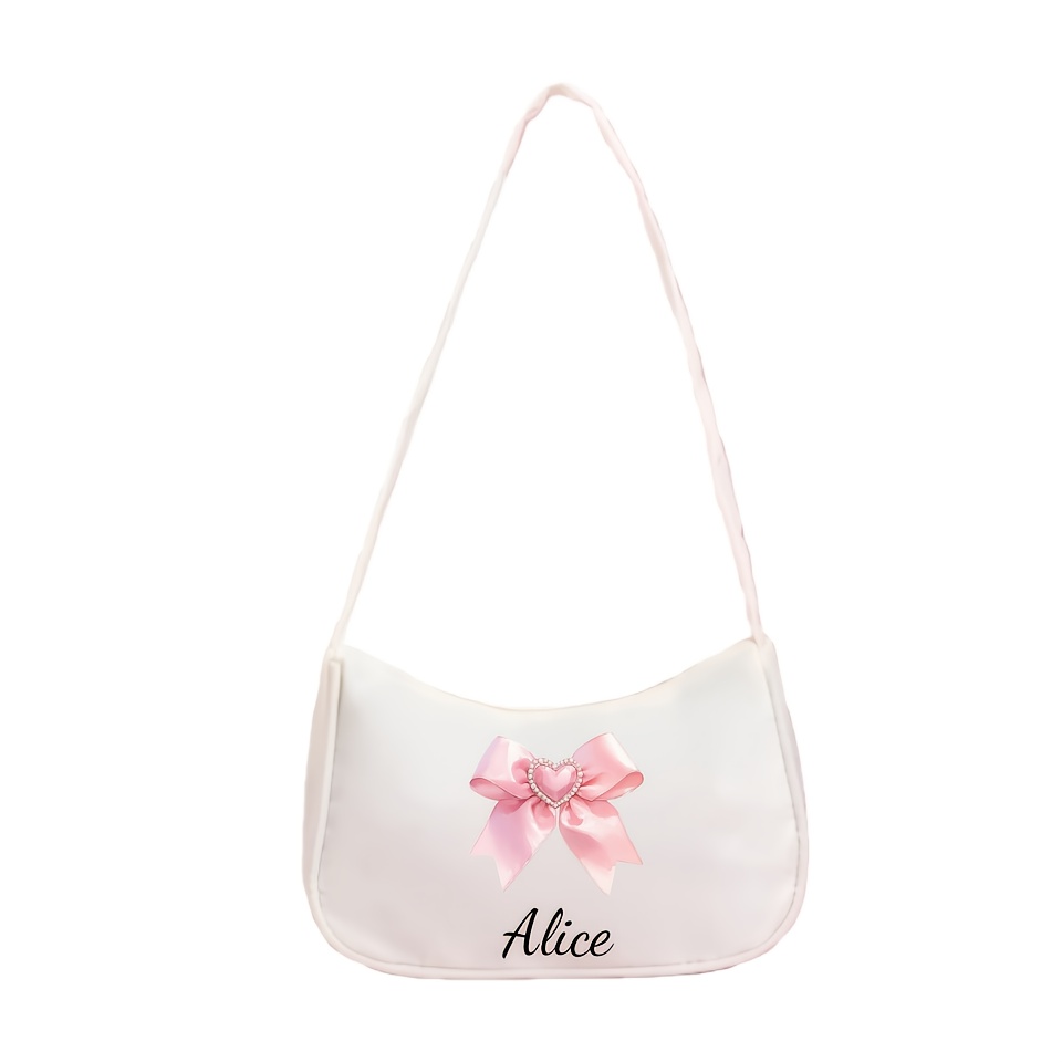 TEMU A Shoulder Personalized With Names, Numbers, And Dates. , Lightweight And Compact, With A Bow Pattern, Making It Ideal For Gifts, Shopping,