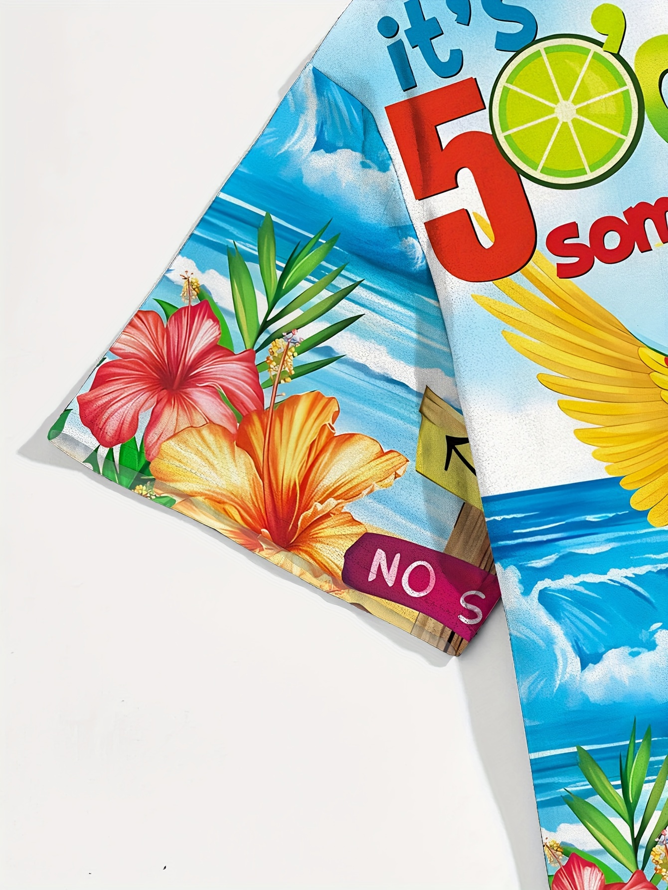 Plus Size Men's 3D Parrot Print Hawaiian Shirt - Tropical Beach Short Sleeve Button-Up with Palm Trees & Hibiscus, Machine Washable Lightweight Fabric for Spring Summer Fall, Casual Vacation & Leisure Wear, PLUS SIZE