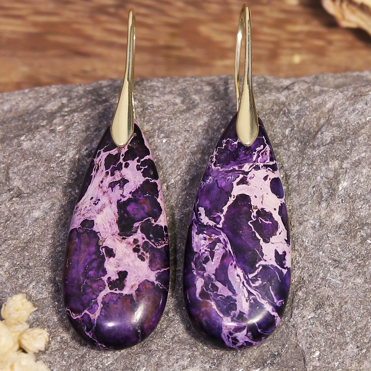 Red Natural Stone Drop Earrings, New Year Gift