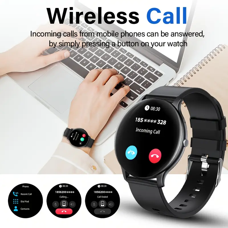 smartwatch for men women 1 46 hd touchscreen high quality 100 exercise wireless 5 3 pedometer distance sedentary remote music control usb charging silicone strap tft screen jl7012 chip 230mah battery perfect gift stylish watch lightweight wearable smart enthusiasts health monitoring modern wearable comfortable wear touchscreen watch healthconscious Product details 2