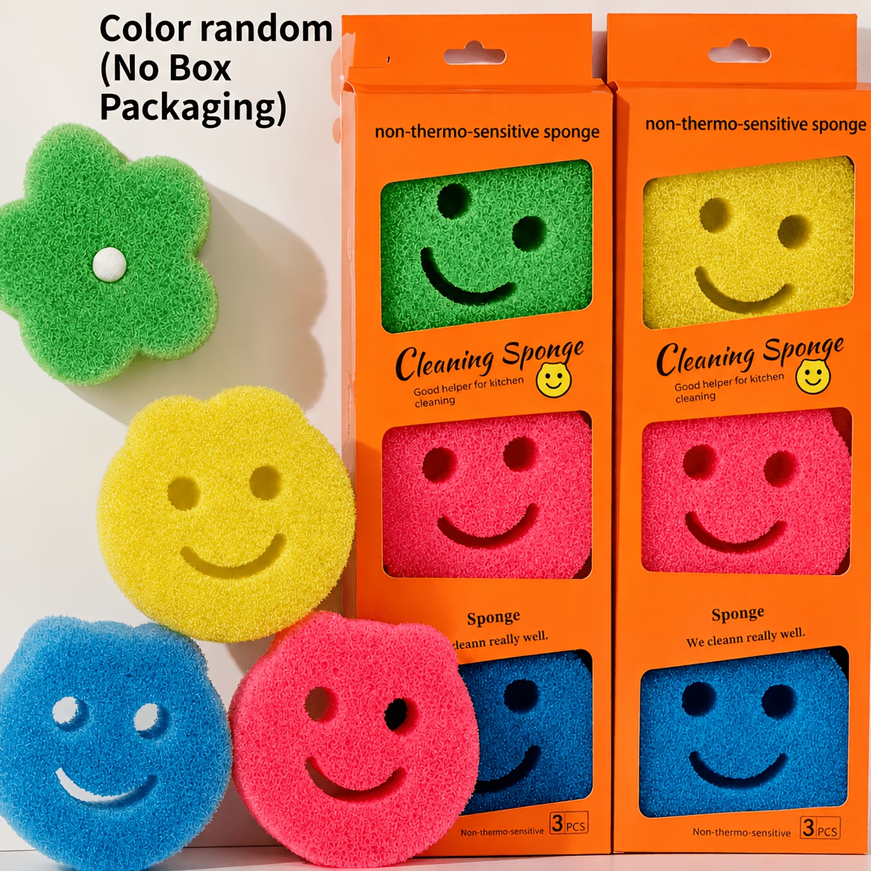TEMU 9 éponges à récurer de couleur aléatoire, épaisses et haute , avec trou, souples, durables, multi-usage, pour et de bain, tampon de nettoyage