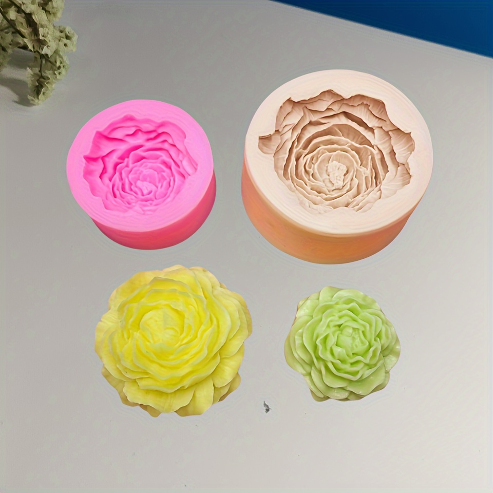 

elegant Peony" 3d Peony Flower Silicone Mold For Aromatherapy Candles, Plaster Ornaments, Lotus Fondant & Chocolate Cake Decorations - Round Shape