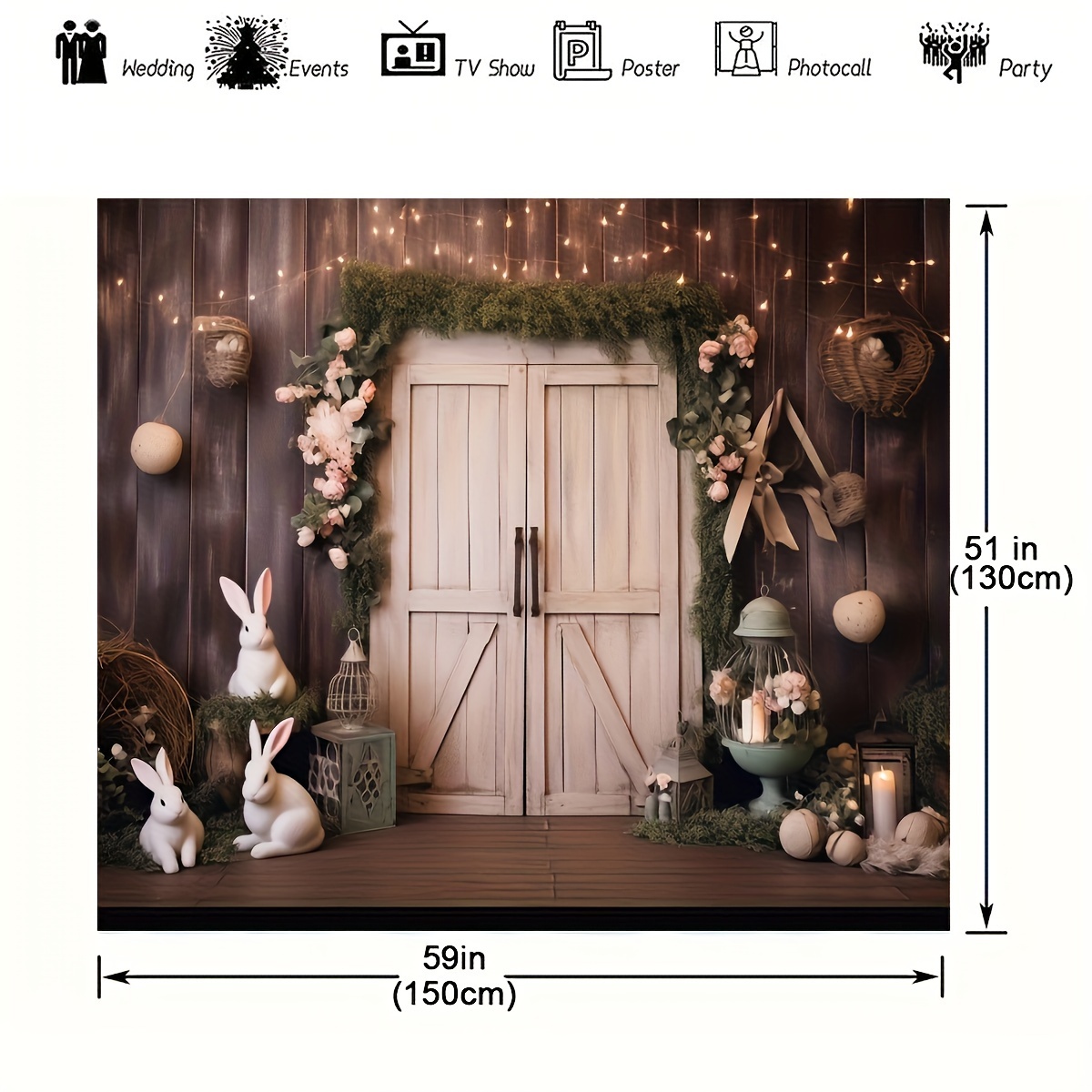 1pc easter spring bunny photography backdrop props rustic wood floral rabbit kids girl newborn portrait birthday party decorations photo studio booth background