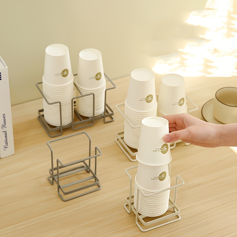 Dispensador de vasos de papel desechable, soporte organizador de  almacenamiento de tapa y taza de café de acrílico, accesorios de  restaurante