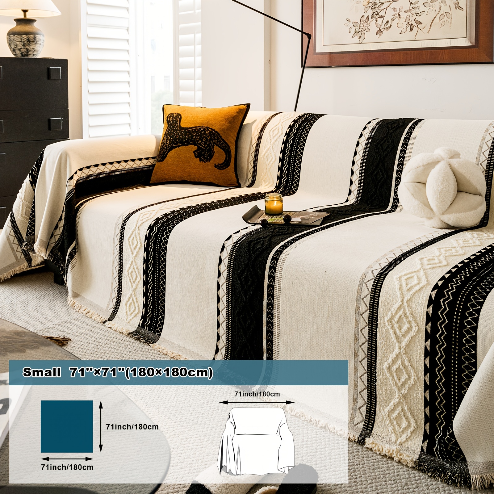 Wilderness Chenille & Faux Fur Blend Sofa Throw, Bohemian Style