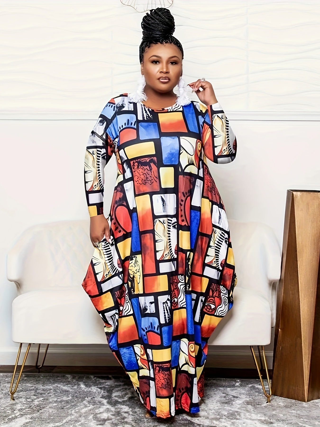 Geometric maxi dress best sale