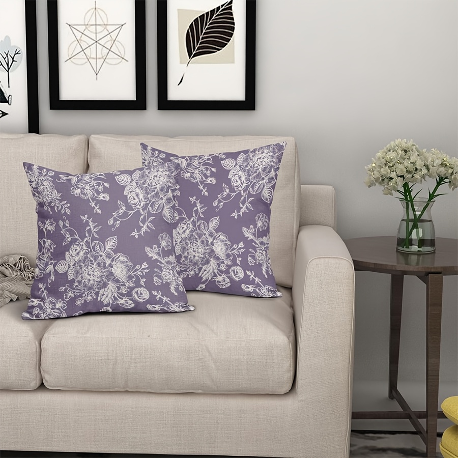 2pcs polyester vintage floral pillow covers 18x18 inch set