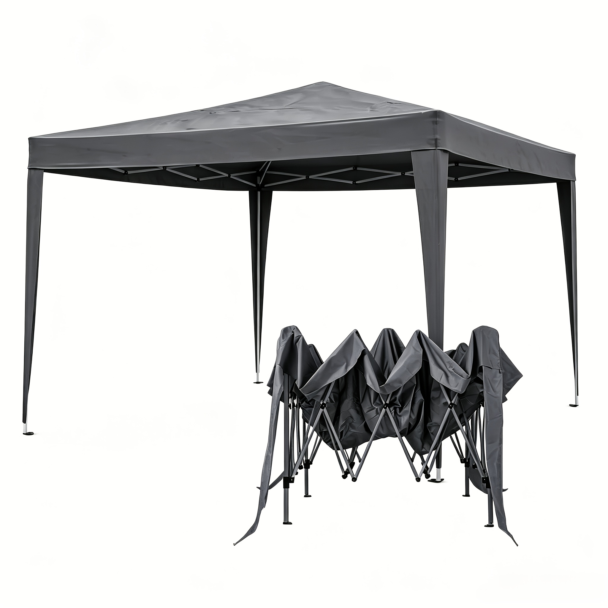 3.25x3.25m Temporary Removable Pop Up Carport, Outdoor Storage & Carport Outdoor Storage Canopy Tent For Car Truck Boat Bike, Foldable Gazebo With Carry Bag, Dark Grey