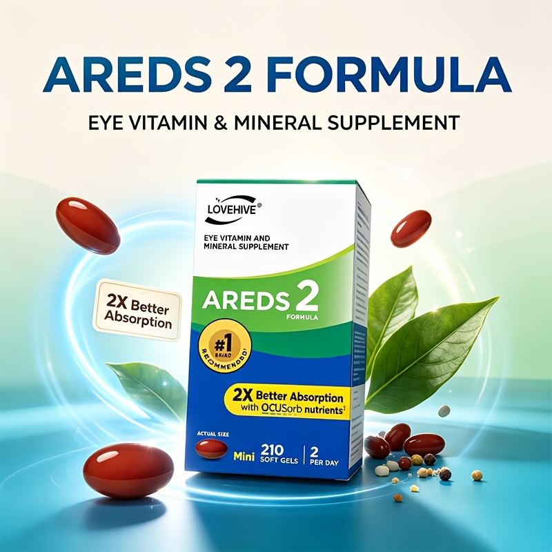 item picture AREDS 2 Formula Eye Vitamins 210 Count, Mini Softgels, 2X Better Absorption with Ocusorb Nutrients, Eye Vitamin And Mineral Supplement, Daily Dietary Supplement for Men Women